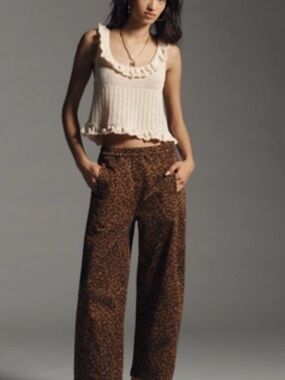 Anthropologie Pilcro Brown Leopard Wide-Leg Pants